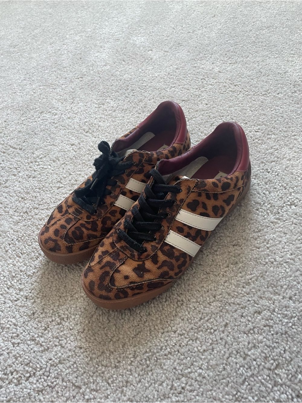 Steve Madden- Leopard Print Casual Sneakers with White Stripes